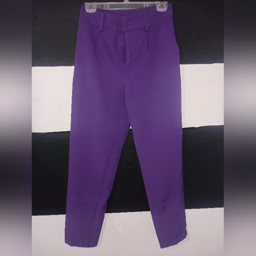 SHEIN Women Purple Belted Trouser Pant